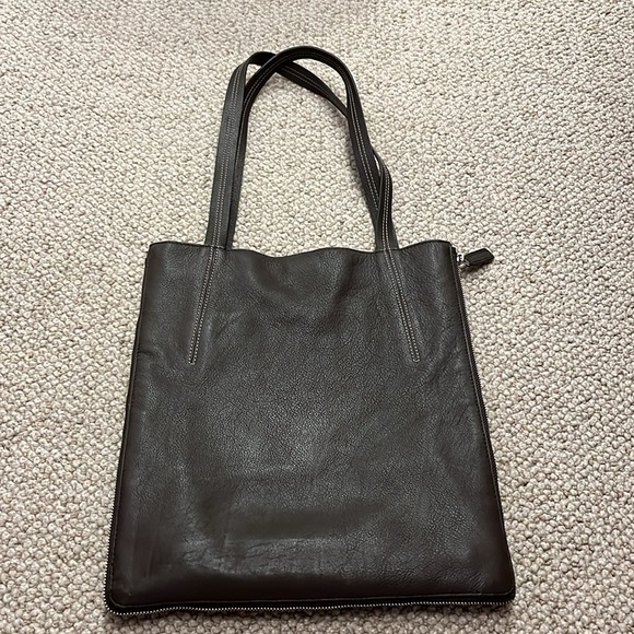 Chocolate Brown Leather Convertible Tote from Levenger - Picture 2 of 15